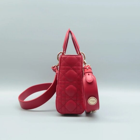 100% Authentic DIOR Lady Red leather Satchel Bag - Picture 4 of 12